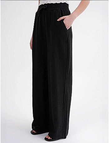 Pantalones palazzo texturizados de cintura alta mixray