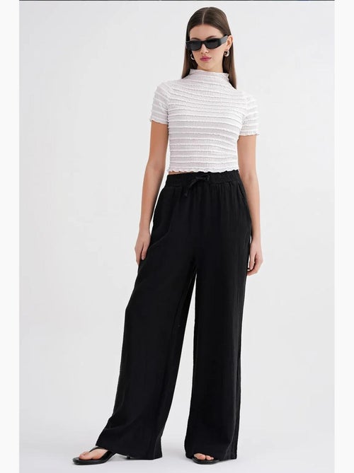 Pantalones palazzo texturizados de cintura alta mixray - Kiabi