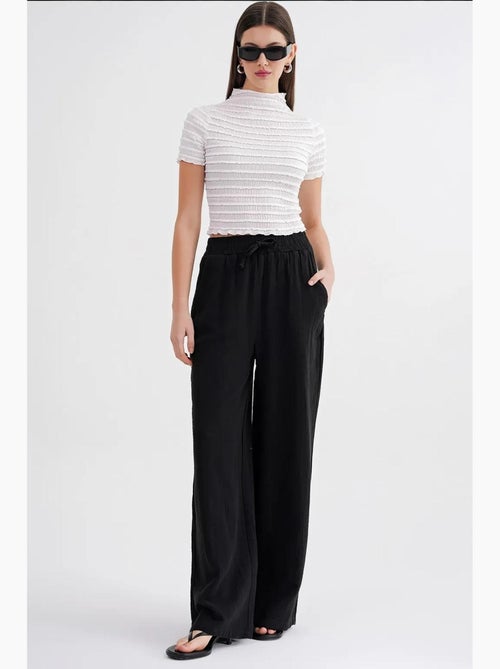 Pantalones palazzo texturizados de cintura alta mixray - Kiabi