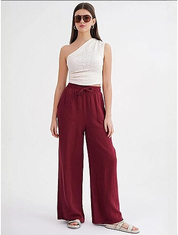 Pantalones palazzo texturizados de cintura alta mixray