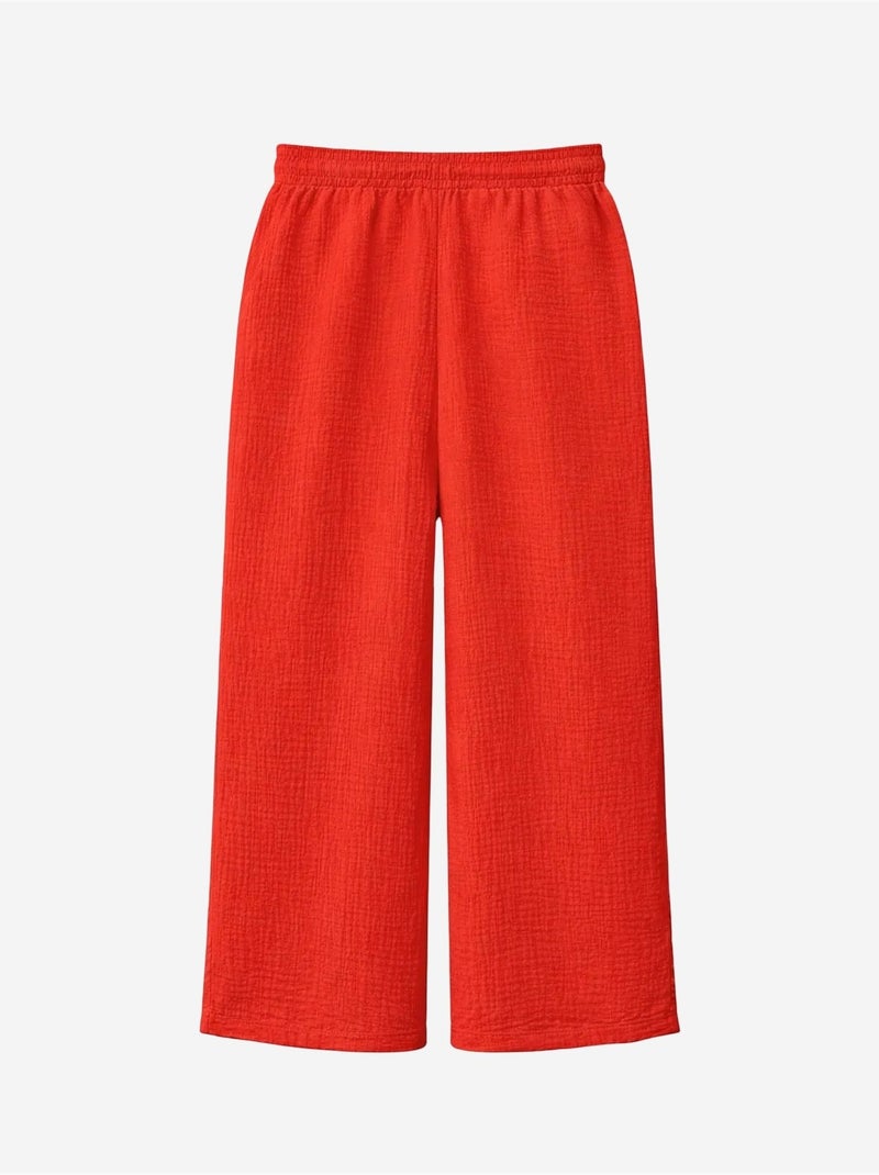 Pantalones palazzo texturizados de cintura alta mixray Rojo - Kiabi