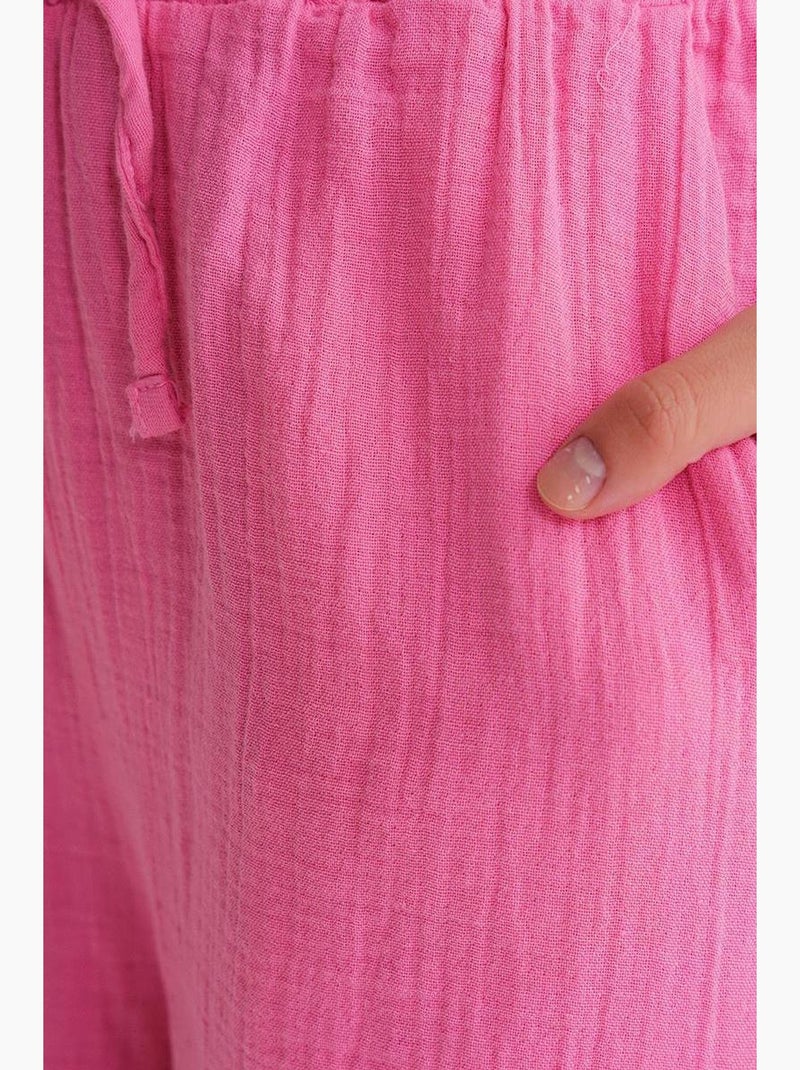Pantalones palazzo texturizados de cintura alta mixray Rosa - Kiabi