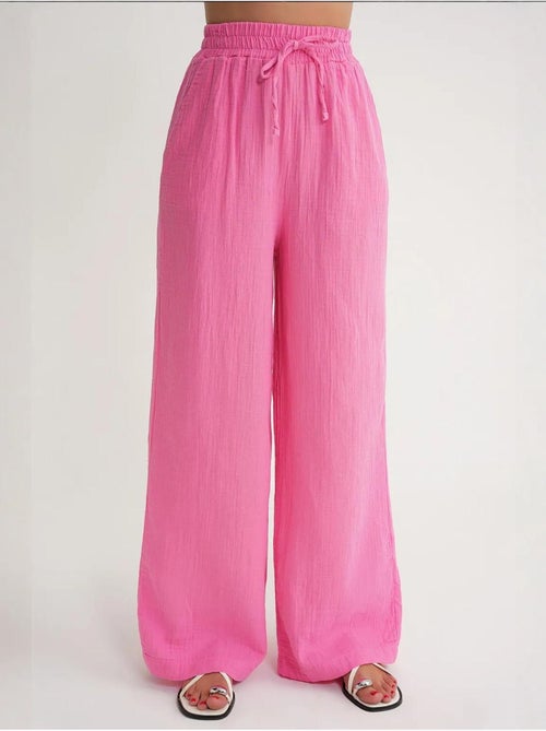 Pantalones palazzo texturizados de cintura alta mixray - Kiabi Pantalones palazzo texturizados de cintura alta mixray - Kiabi