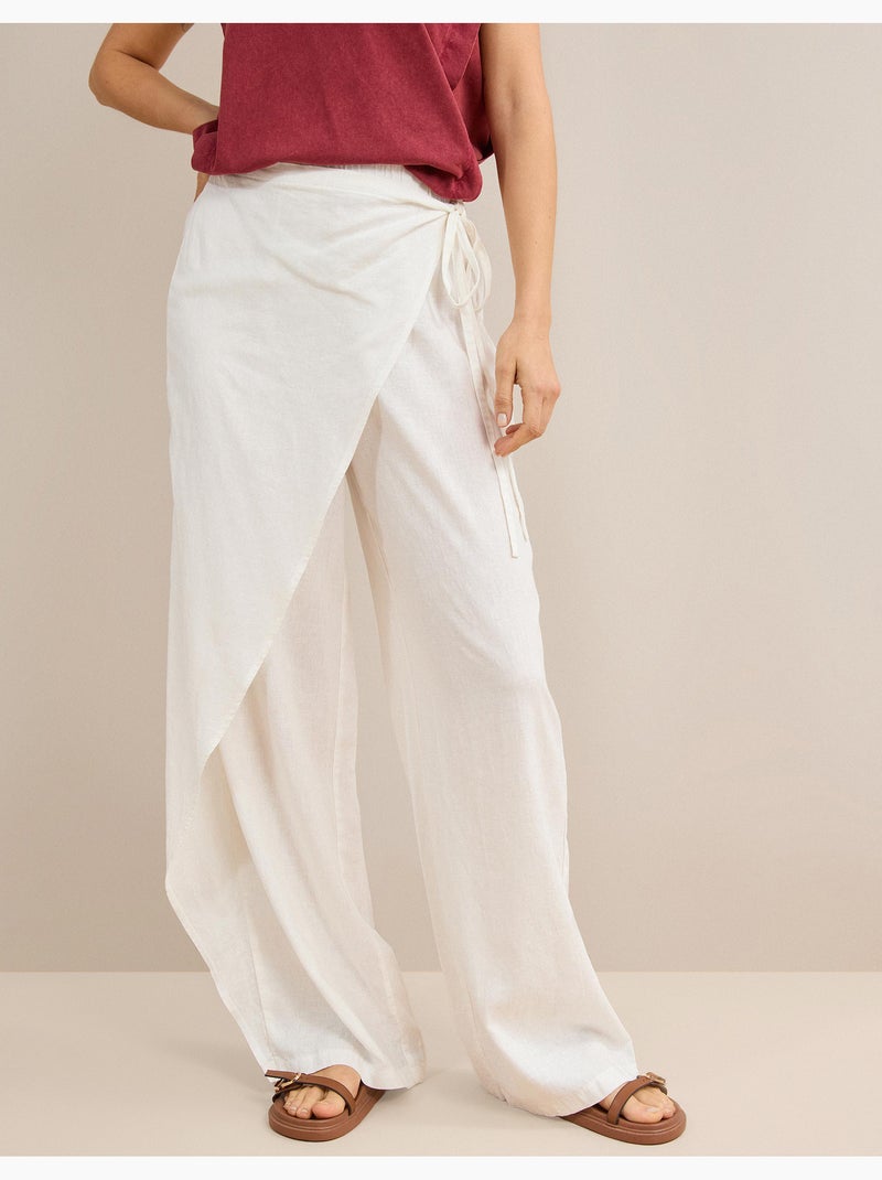 Pantalones pareo de lino, mo fashion Blanco - Kiabi