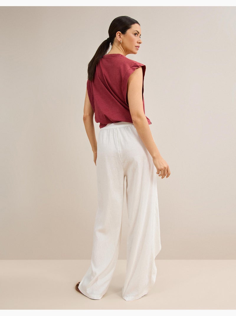 Pantalones pareo de lino, mo fashion Blanco - Kiabi