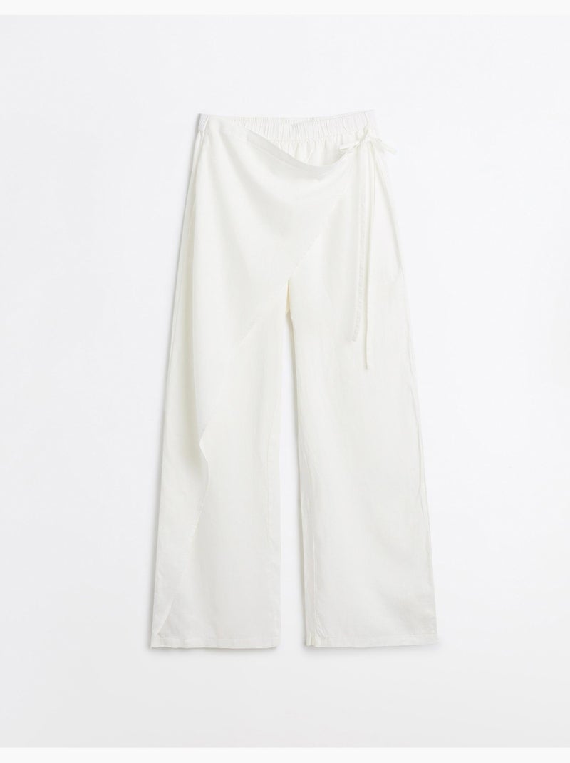Pantalones pareo de lino, mo fashion Blanco - Kiabi