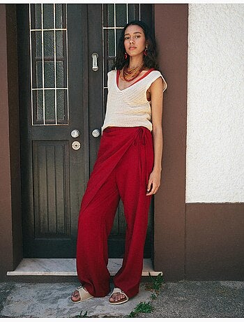 Pantalones pareo de lino, mo fashion
