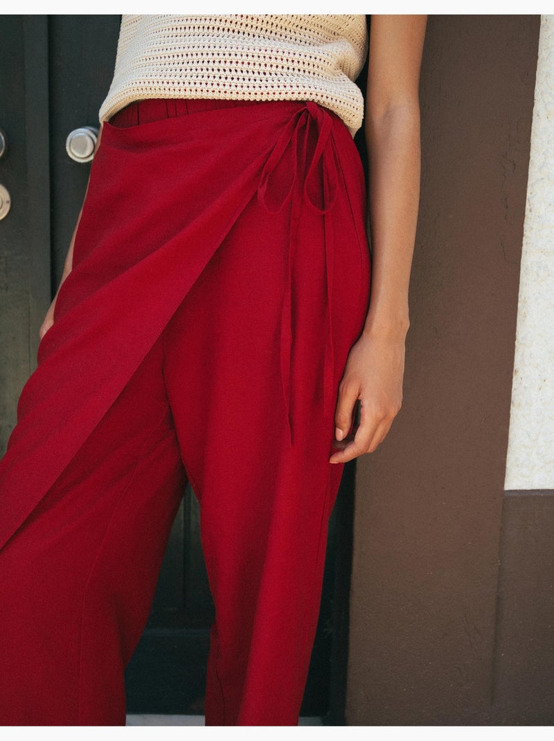 Pantalones pareo de lino, mo fashion Rojo - Kiabi