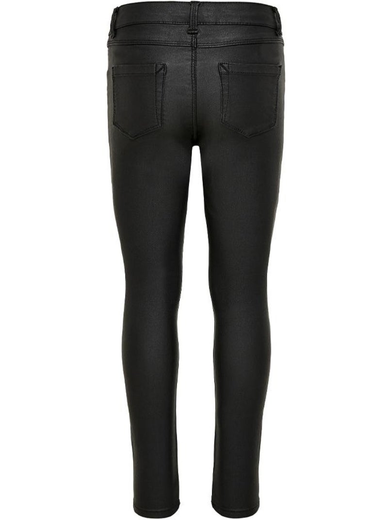 Pantalones pitillo efecto piel para niña Pim Negro - Kiabi