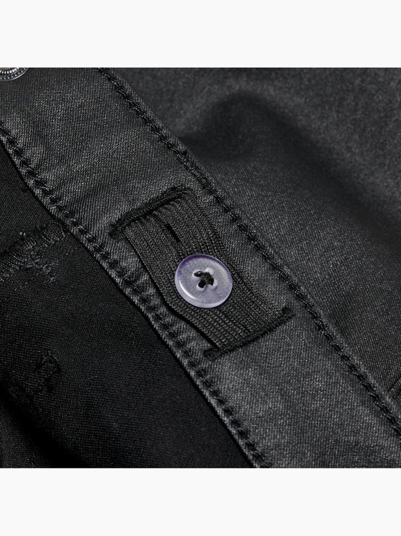 Pantalones pitillo efecto piel para niña Pim Negro - Kiabi