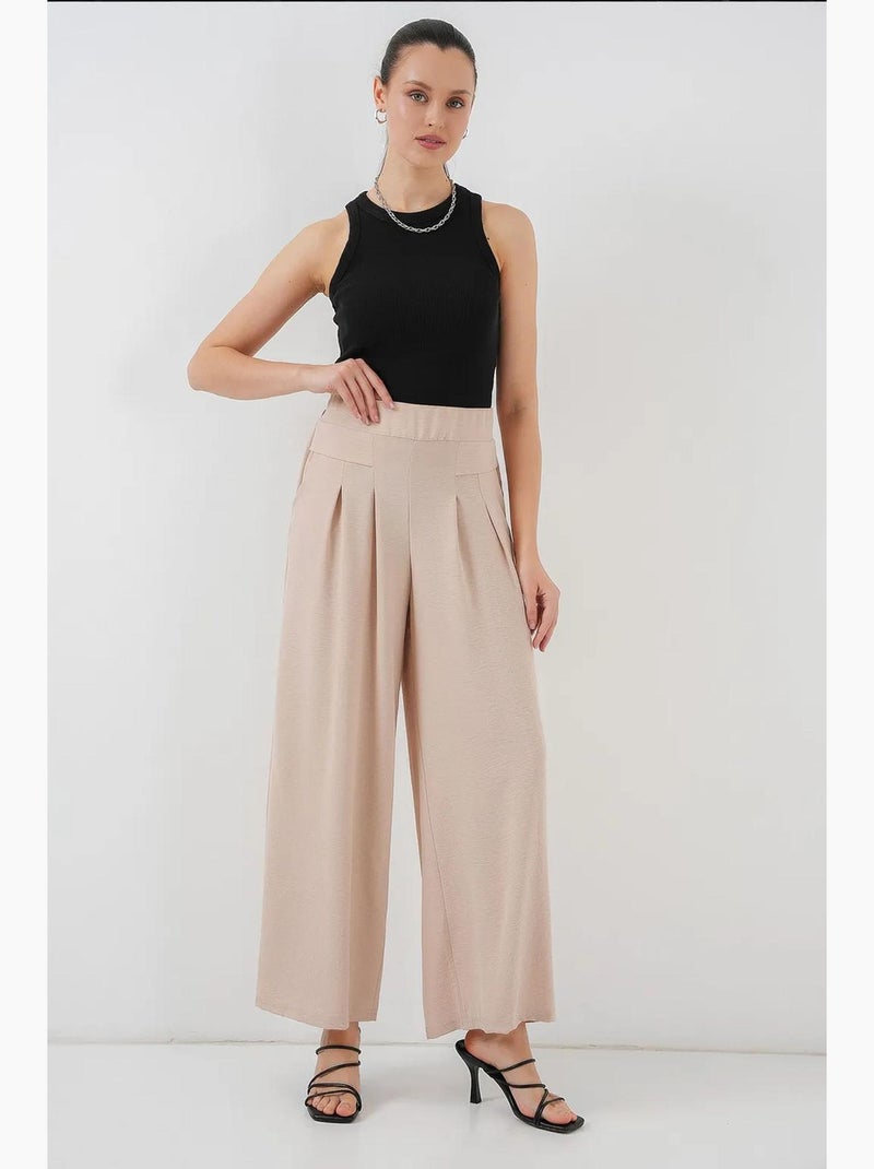 Pantalones plisados de pierna ancha bdart Crema - Kiabi