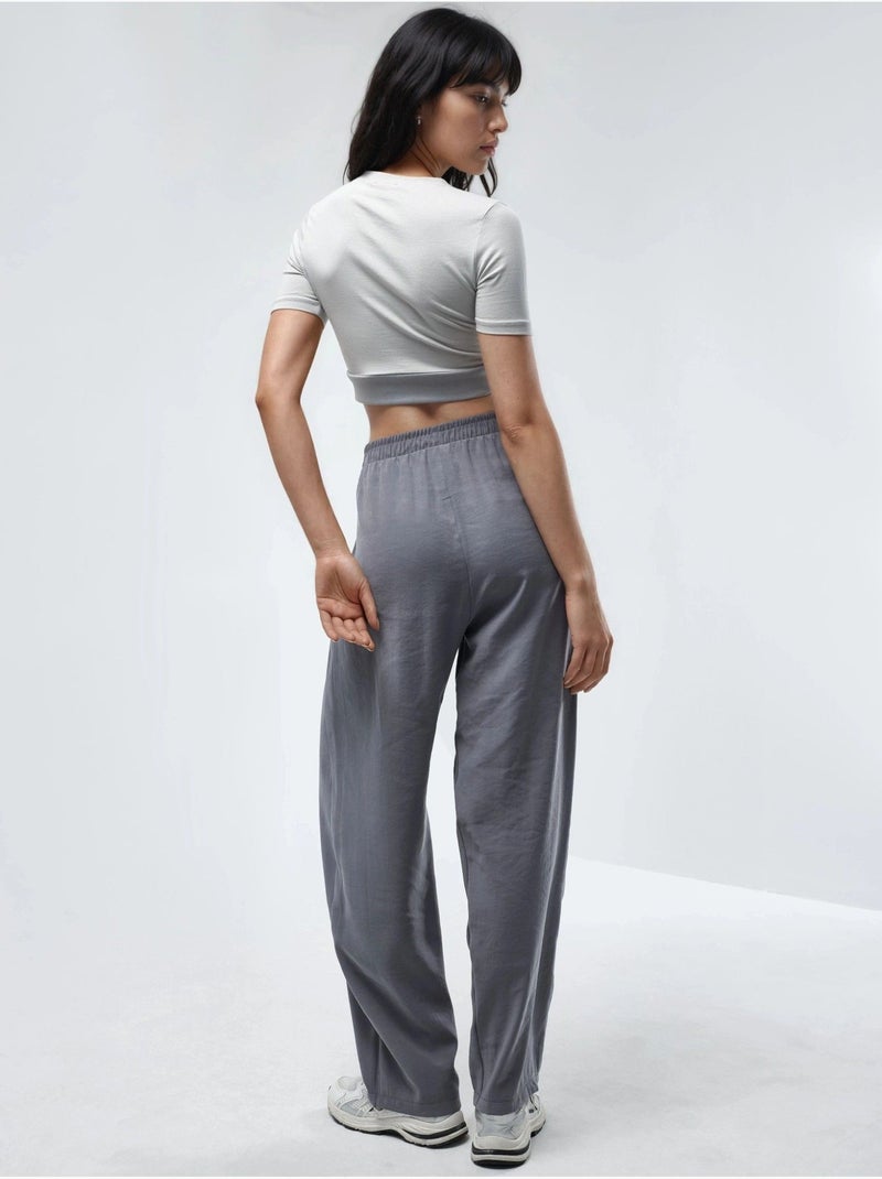 Pantalones plisados de pierna ancha busem Gris oscuro - Kiabi