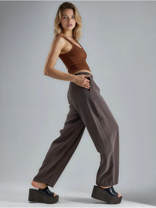 Pantalones plisados de pierna ancha busem - Kiabi