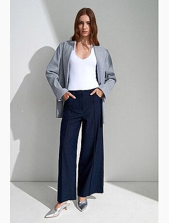Pantalones plisados de tiro alto y pernera ancha dilvin