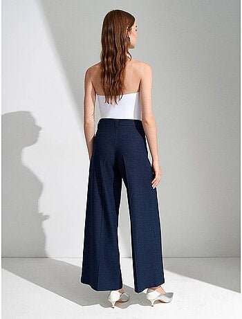 Pantalones plisados de tiro alto y pernera ancha dilvin