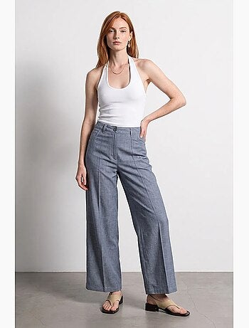 Pantalones plisados de tiro alto y pernera ancha dilvin