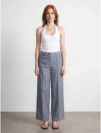 Pantalones plisados de tiro alto y pernera ancha dilvin