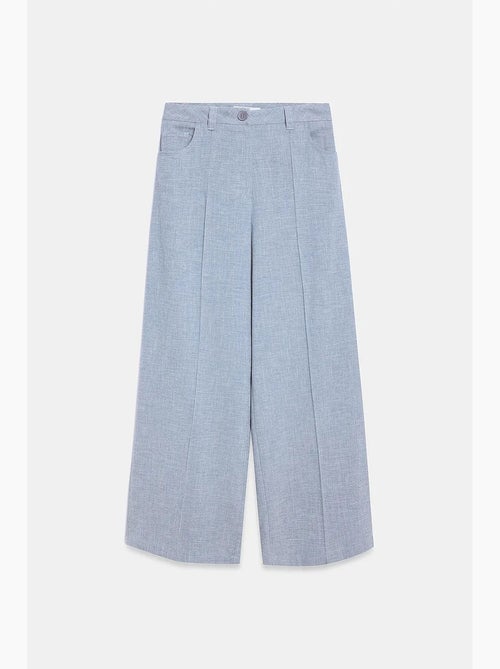 Pantalones plisados de tiro alto y pernera ancha dilvin - Kiabi