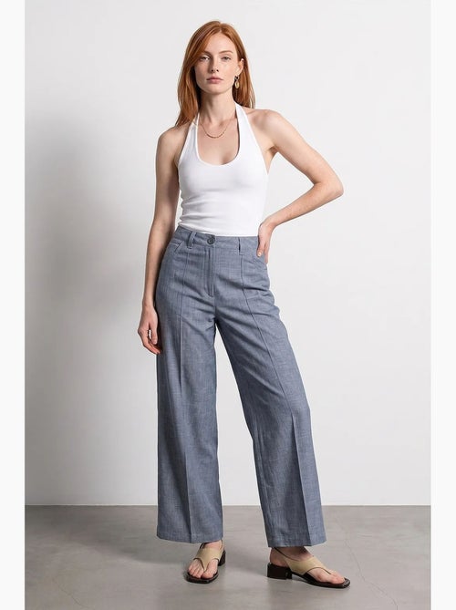 Pantalones plisados de tiro alto y pernera ancha dilvin - Kiabi