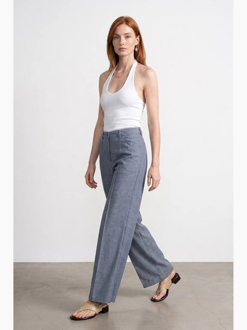 Pantalones plisados de tiro alto y pernera ancha dilvin - Kiabi