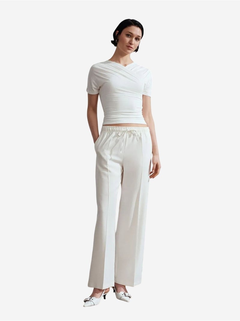 Pantalones pull-on de pernera ancha dilvin Blanco - Kiabi