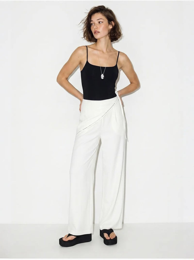 Pantalones pull-on de pernera ancha lucci Blanco roto - Kiabi