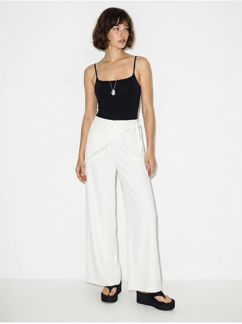 Pantalones pull-on de pernera ancha lucci Blanco roto - Kiabi