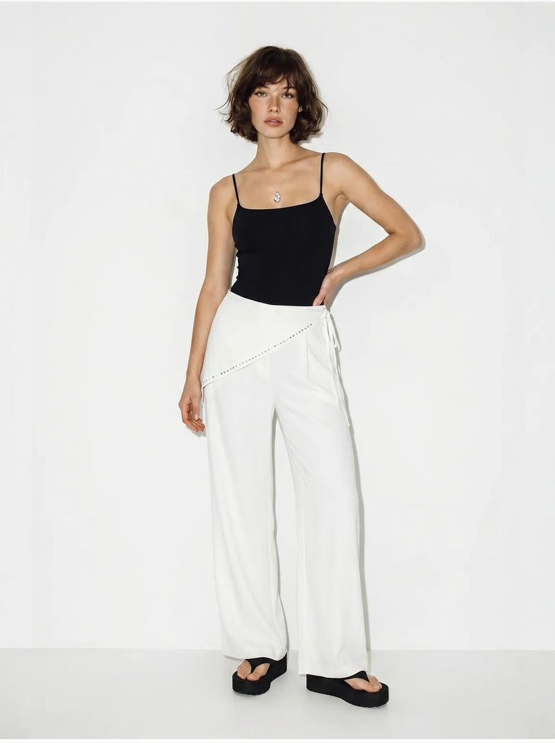 Pantalones pull-on de pernera ancha lucci Blanco roto - Kiabi