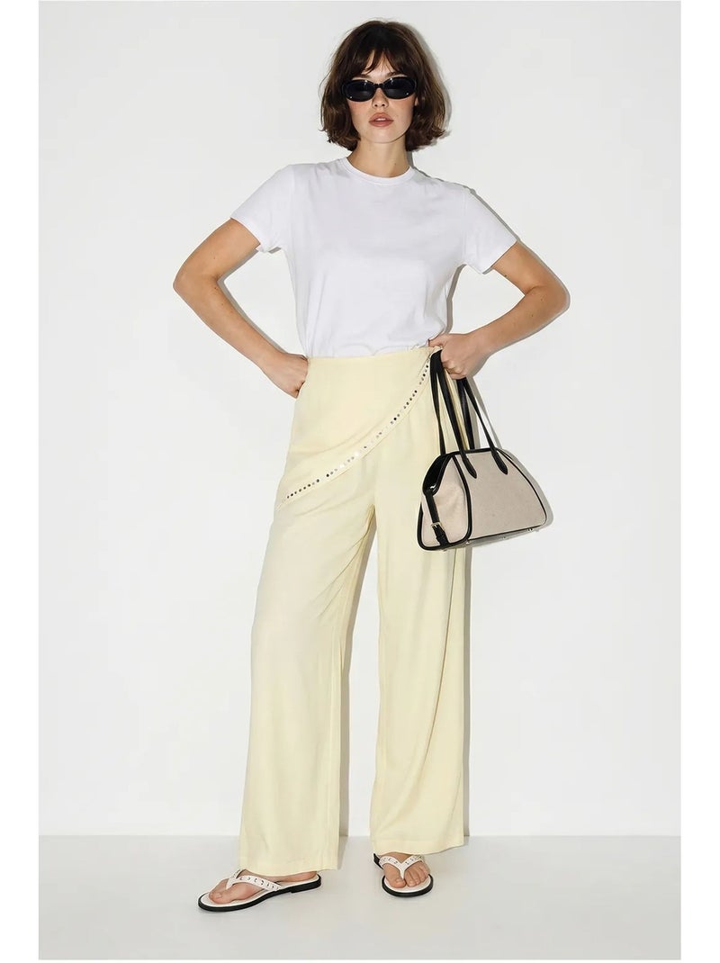 Pantalones pull-on de pernera ancha lucci Crema - Kiabi