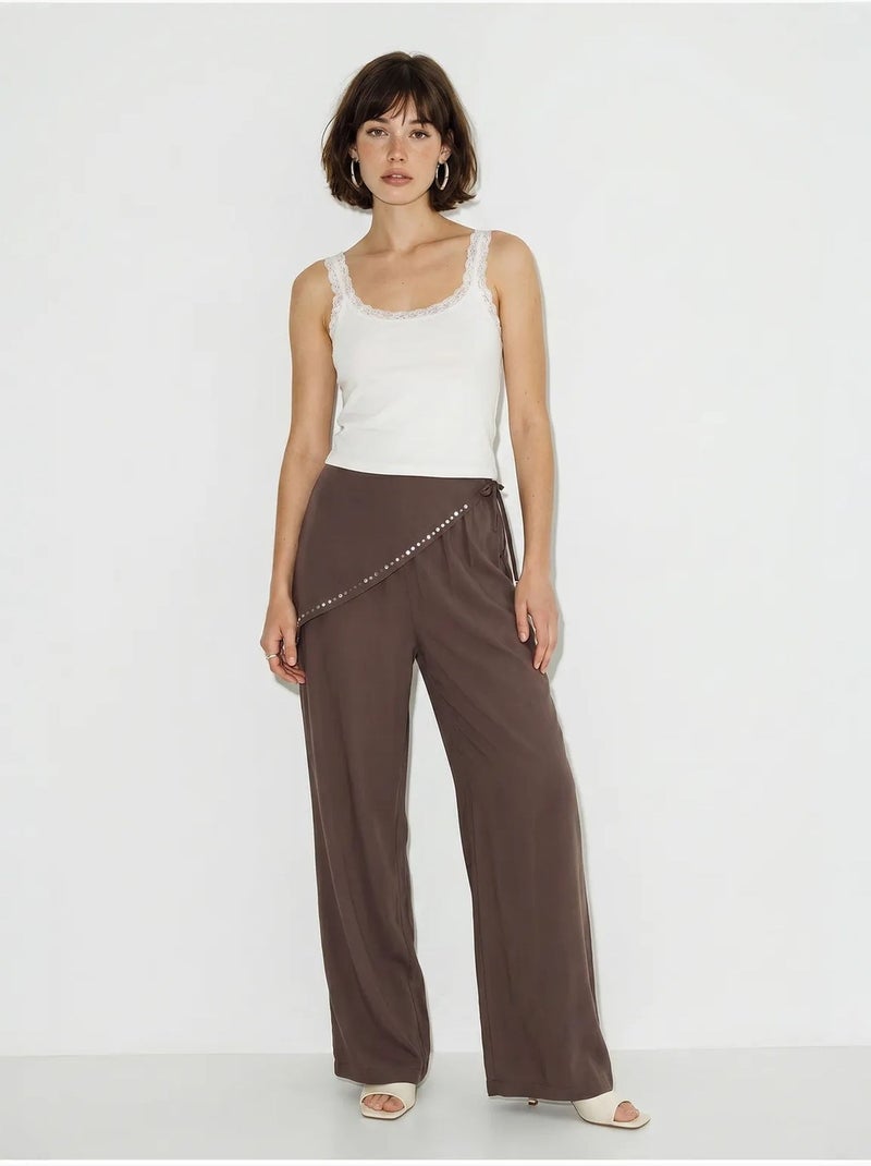 Pantalones pull-on de pernera ancha lucci Marrón chocolate - Kiabi