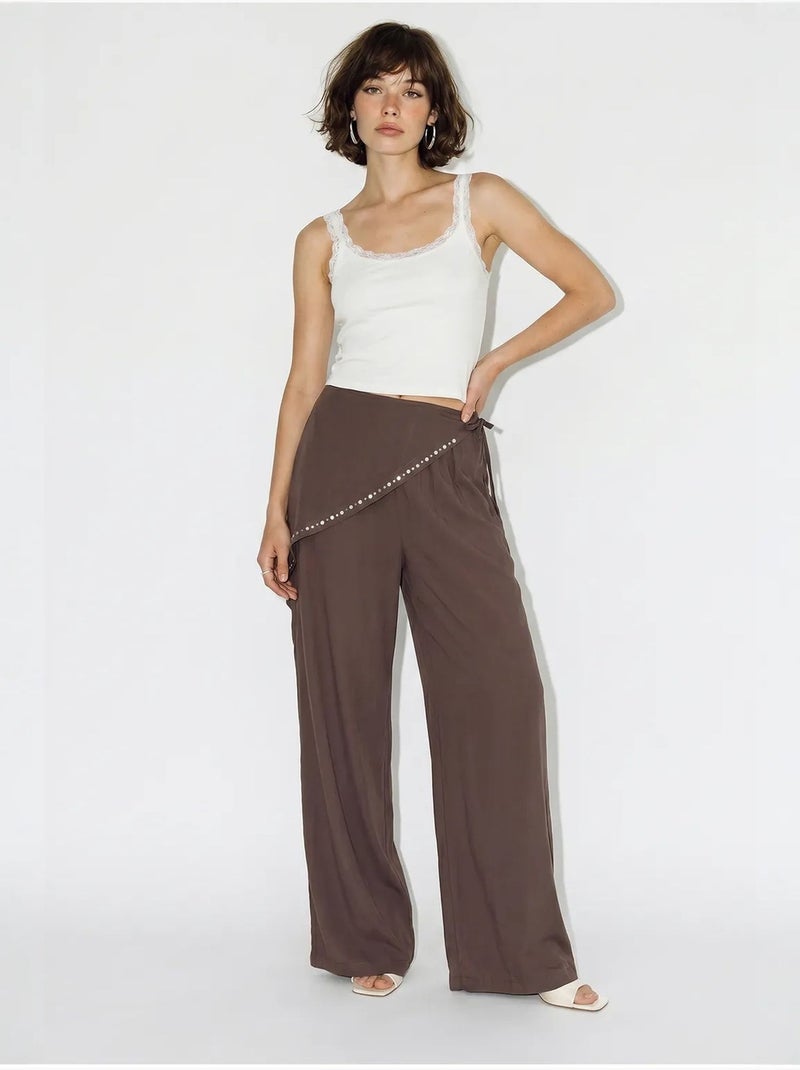 Pantalones pull-on de pernera ancha lucci Marrón chocolate - Kiabi