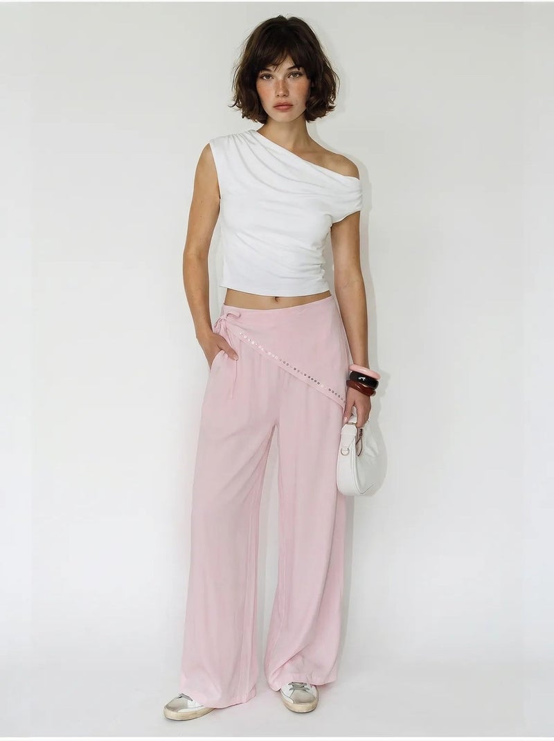 Pantalones pull-on de pernera ancha lucci Rosa - Kiabi