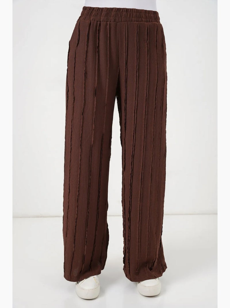 Pantalones pull-on texturizados de pernera ancha bdart Marrón chocolate - Kiabi