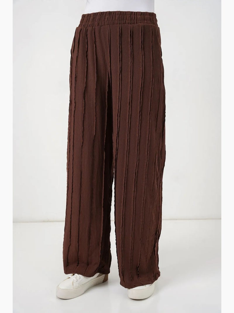 Pantalones pull-on texturizados de pernera ancha bdart Marrón chocolate - Kiabi