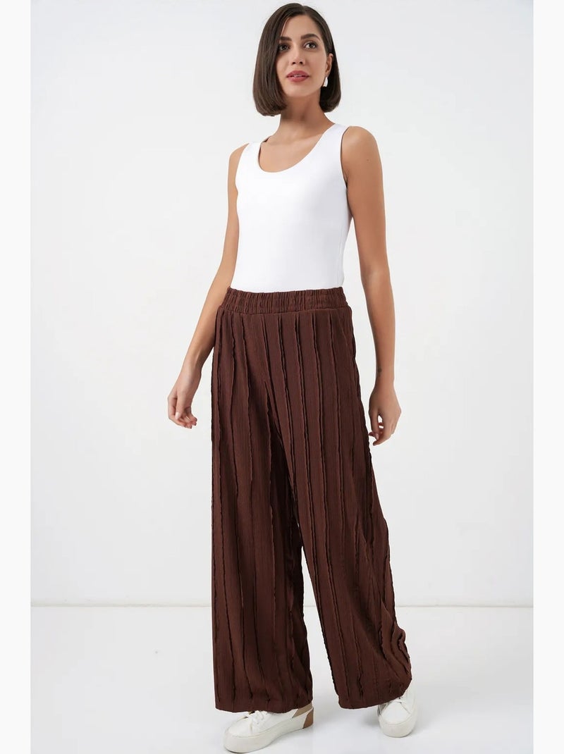 Pantalones pull-on texturizados de pernera ancha bdart Marrón chocolate - Kiabi