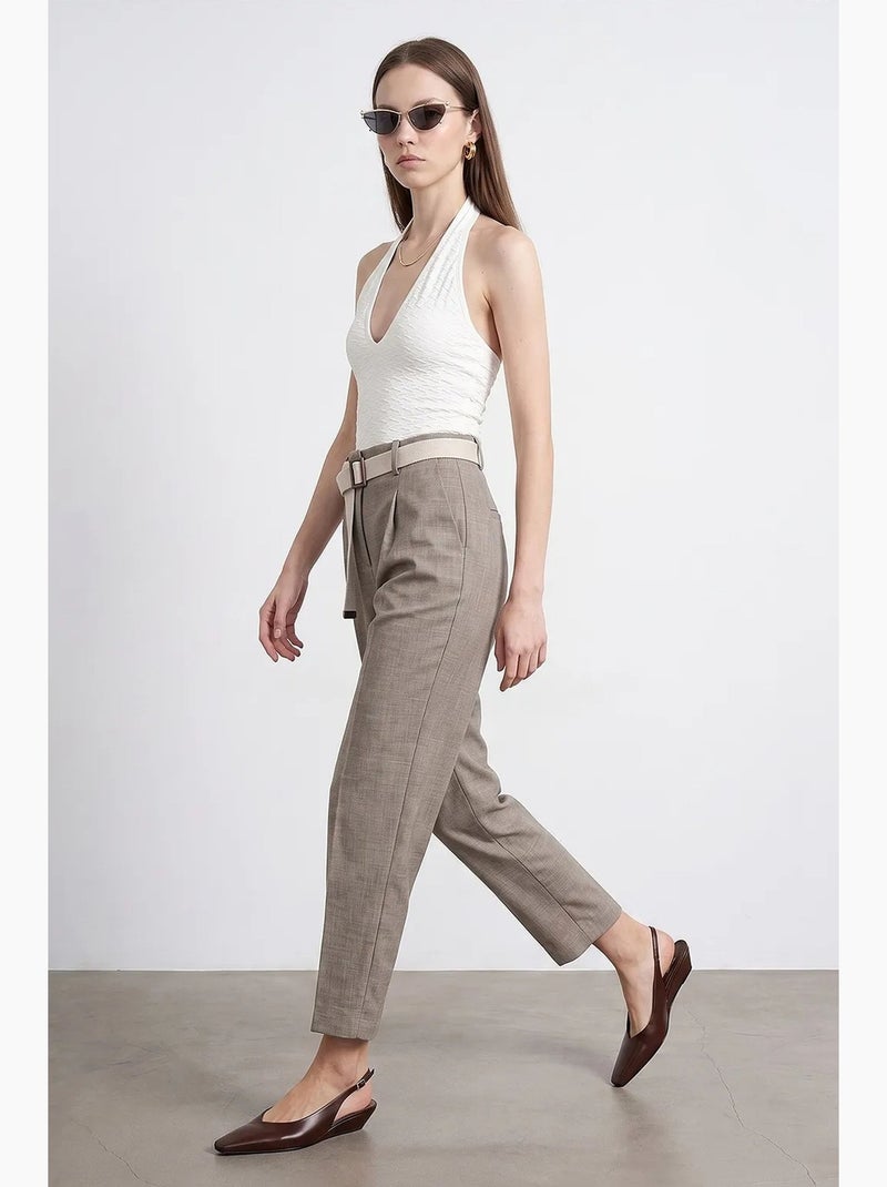 Pantalones rectos al tobillo con cinturón dilvin Arena - Kiabi