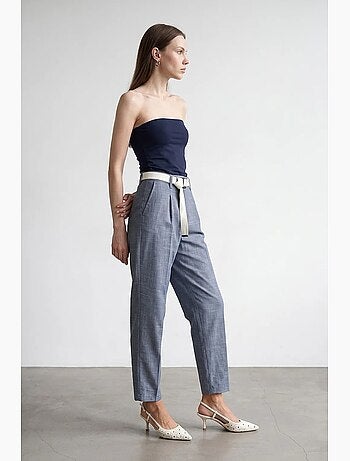 Pantalones rectos al tobillo con cinturón dilvin