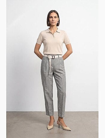 Pantalones rectos al tobillo con cinturón dilvin