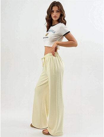 Pantalones rectos con cintura elástica busem