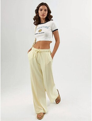Pantalones rectos con cintura elástica busem