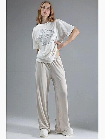 Pantalones rectos con cintura elástica busem