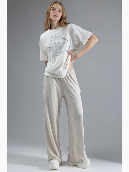 Pantalones rectos con cintura elástica busem - Kiabi Pantalones rectos con cintura elástica busem - Kiabi