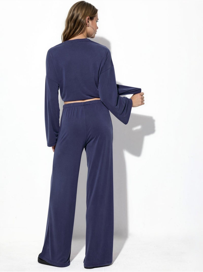 Pantalones rectos con cintura elástica busem Azul marino - Kiabi