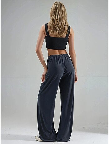 Pantalones rectos con cintura elástica busem