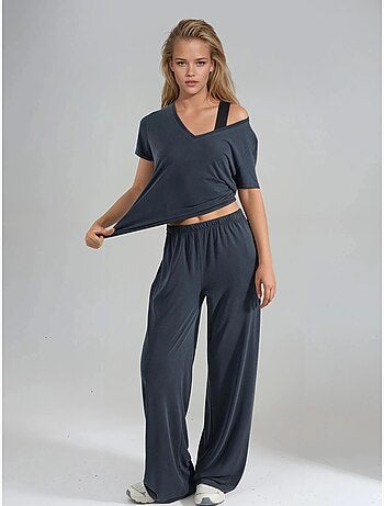Pantalones rectos con cintura elástica busem