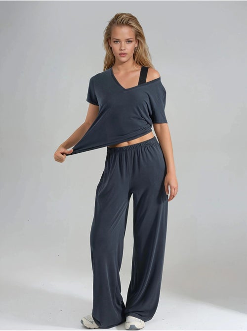 Pantalones rectos con cintura elástica busem - Kiabi Pantalones rectos con cintura elástica busem - Kiabi