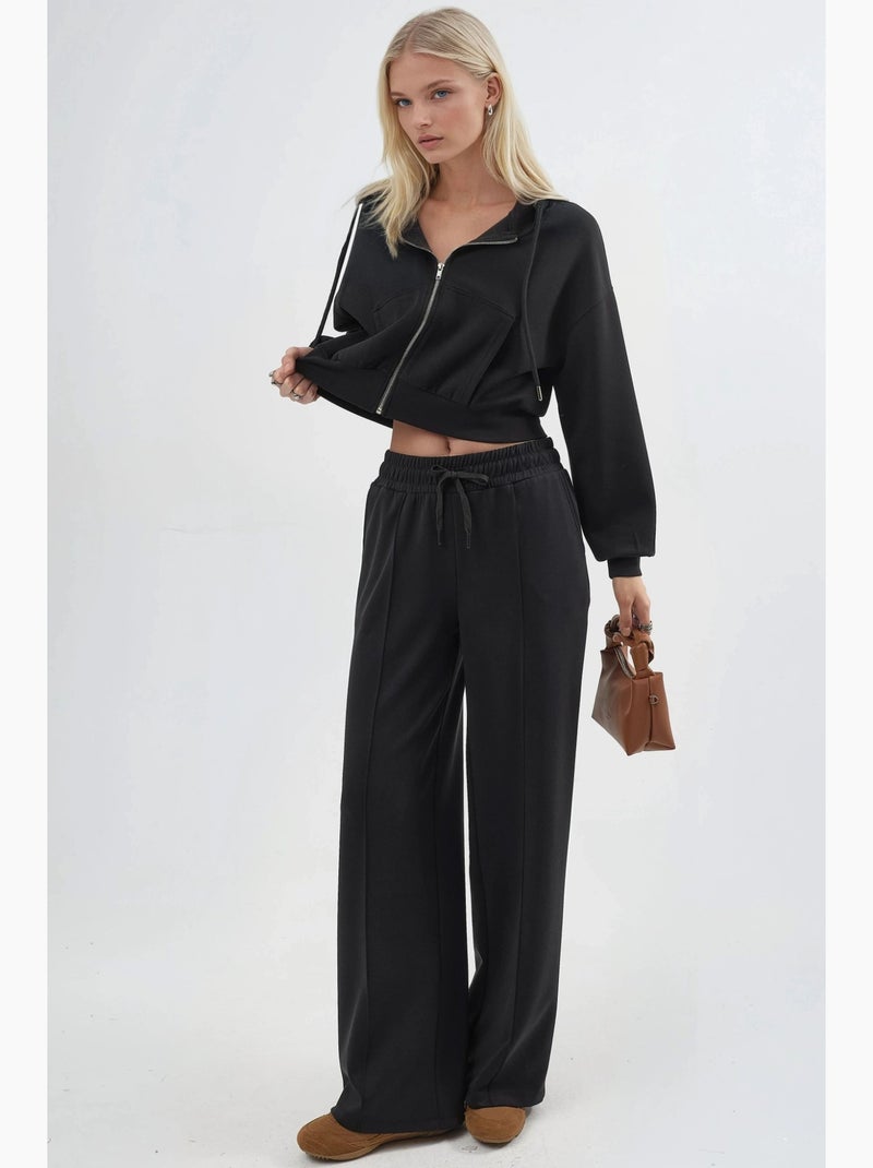 Pantalones rectos con cintura elástica busem Negro - Kiabi