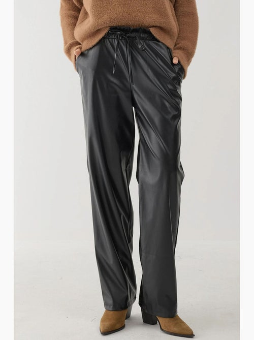 Pantalones rectos con cintura elástica de cuero sintético hiccup - Kiabi