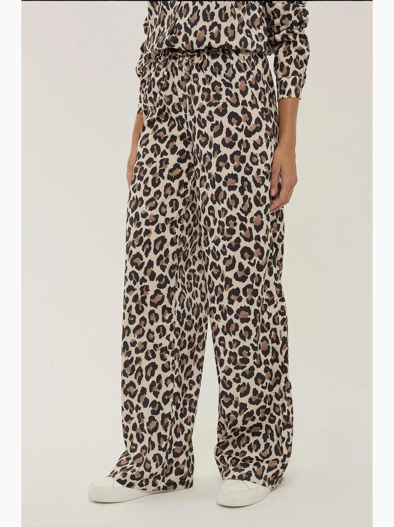 Pantalones rectos con estampado de leopardo hiccup Marrón - Kiabi