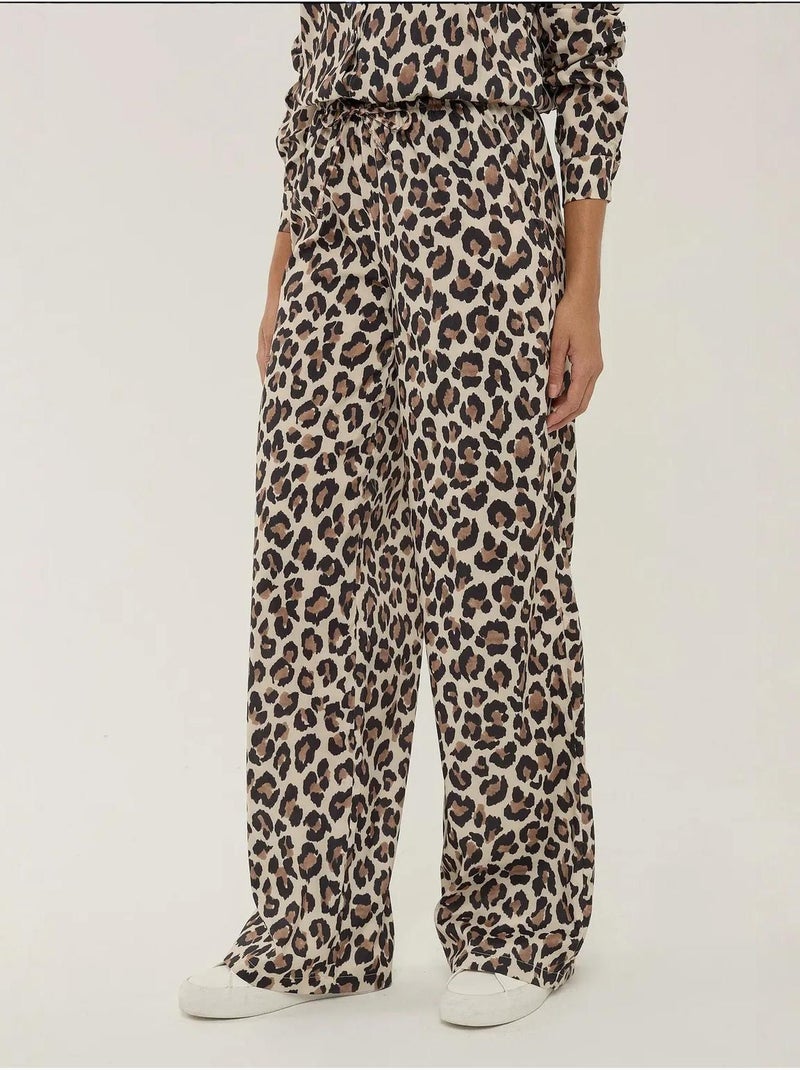 Pantalones rectos con estampado de leopardo Marrón - Kiabi